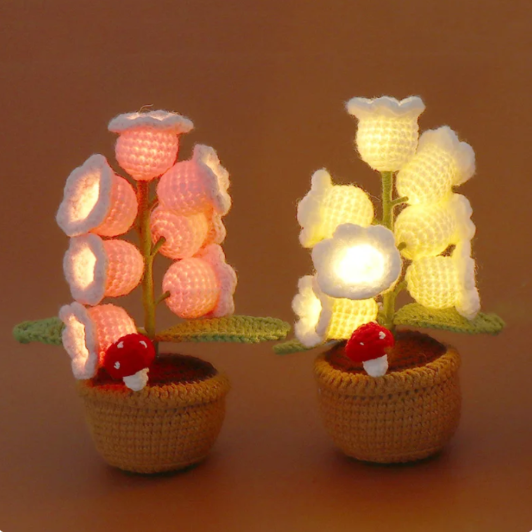Lampe fleur en crochet faite main